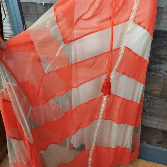 Arden B. Orange and Cream Strapless Maxi Dress - Picture 7 of 12